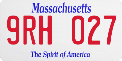 MA license plate 9RH027