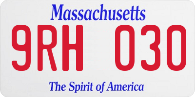 MA license plate 9RH030