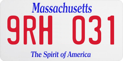 MA license plate 9RH031
