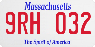 MA license plate 9RH032