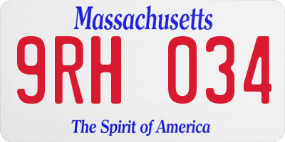 MA license plate 9RH034