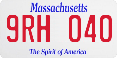 MA license plate 9RH040