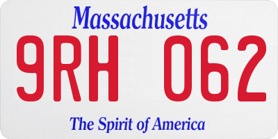 MA license plate 9RH062