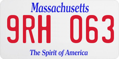 MA license plate 9RH063