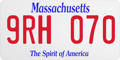 MA license plate 9RH070