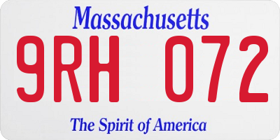MA license plate 9RH072