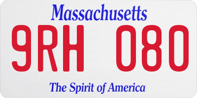 MA license plate 9RH080
