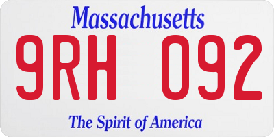 MA license plate 9RH092
