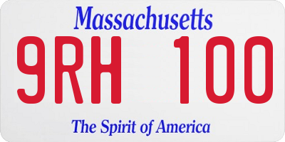 MA license plate 9RH100