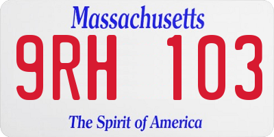 MA license plate 9RH103