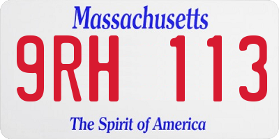 MA license plate 9RH113