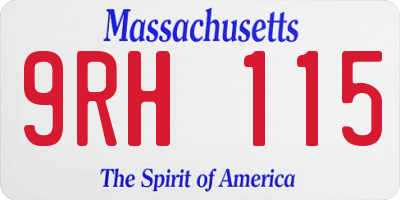MA license plate 9RH115