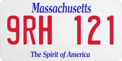 MA license plate 9RH121