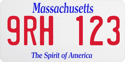 MA license plate 9RH123