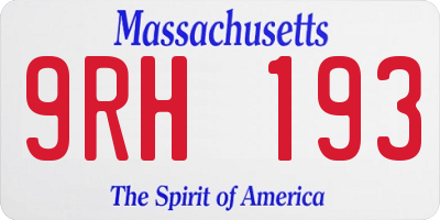 MA license plate 9RH193