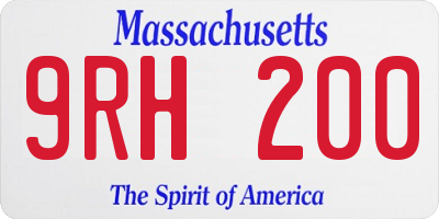 MA license plate 9RH200