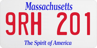 MA license plate 9RH201