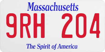 MA license plate 9RH204