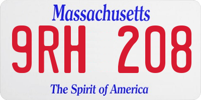 MA license plate 9RH208