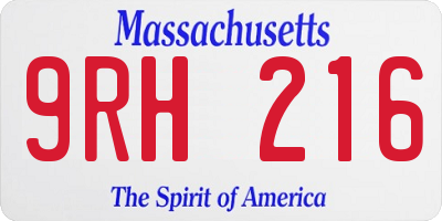 MA license plate 9RH216