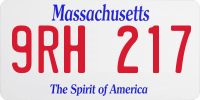 MA license plate 9RH217