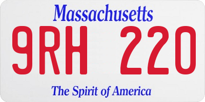 MA license plate 9RH220