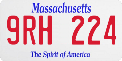 MA license plate 9RH224