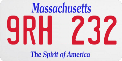 MA license plate 9RH232