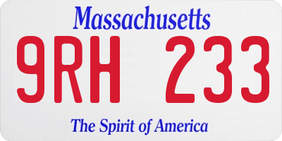 MA license plate 9RH233