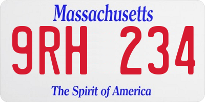 MA license plate 9RH234