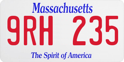MA license plate 9RH235