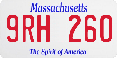 MA license plate 9RH260