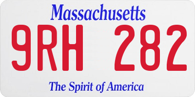 MA license plate 9RH282