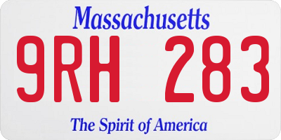 MA license plate 9RH283