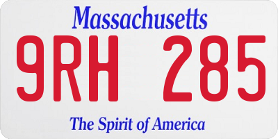 MA license plate 9RH285