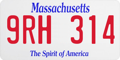 MA license plate 9RH314
