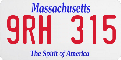 MA license plate 9RH315