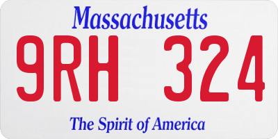 MA license plate 9RH324