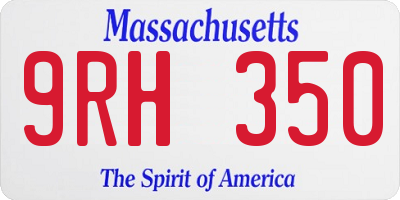 MA license plate 9RH350