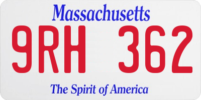 MA license plate 9RH362