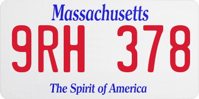 MA license plate 9RH378