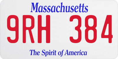 MA license plate 9RH384