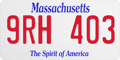 MA license plate 9RH403