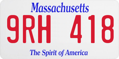 MA license plate 9RH418