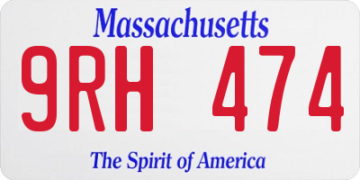 MA license plate 9RH474