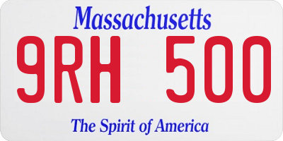MA license plate 9RH500