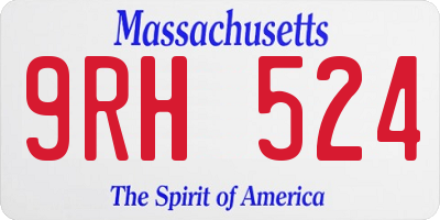 MA license plate 9RH524