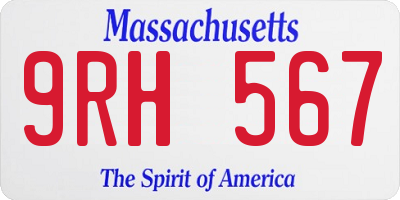 MA license plate 9RH567