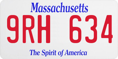 MA license plate 9RH634