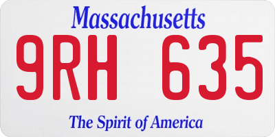 MA license plate 9RH635
